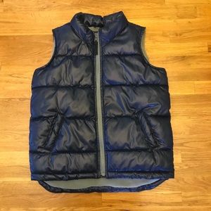 Boys Navy Blue Puffer Vest with grey Fleece Lining